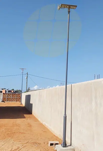 60W solar street light with 4G camera installed in Mozambique